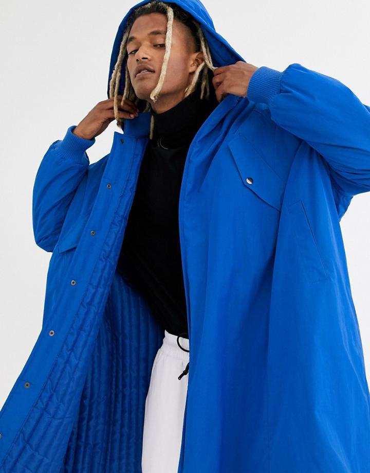 Asos Design Oversized Parka In Bright Blue