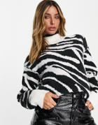 Na-kd Oversized Knitted Sweater In Zebra Print-multi