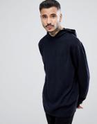 Process Black Knitted Fine Guage Hoodie - Navy