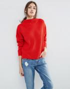 Asos Ultimate Chunky Sweater With High Neck - Red
