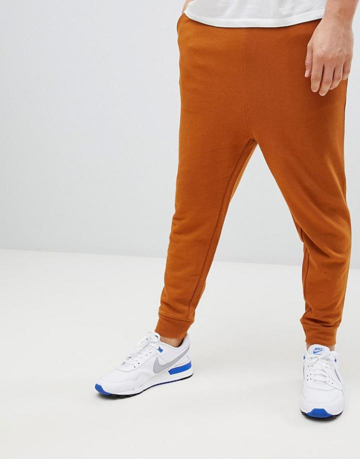 Asos Design Drop Crotch Joggers In Rust - Brown