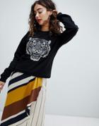 Mango Tiger Head Sweatshirt - Black