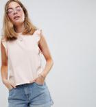 Asos Design Petite Sleeveless Top With Ruffle - Pink