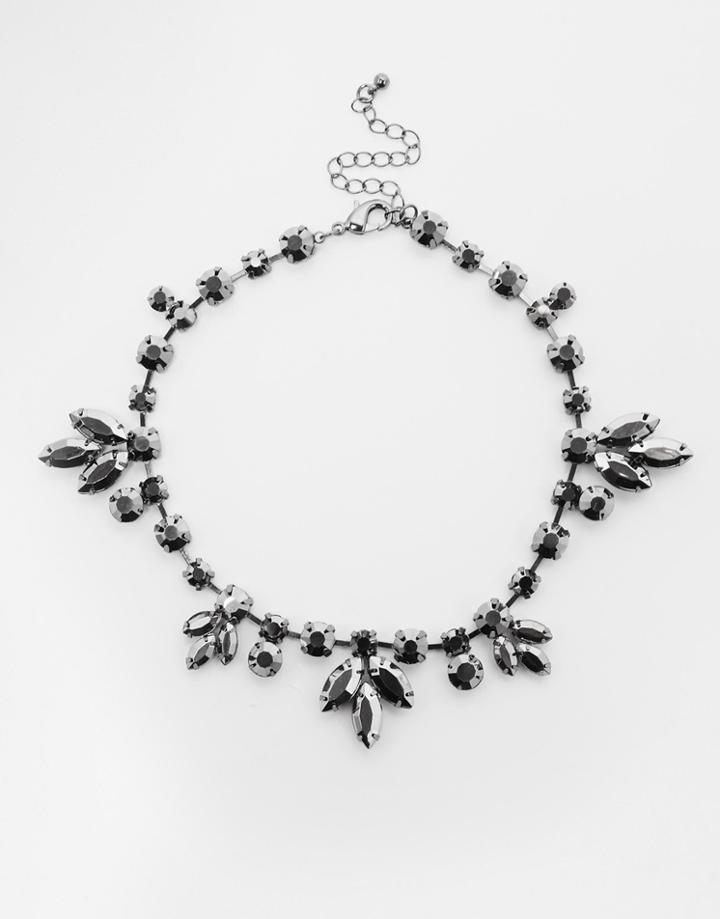 Asos Crystal Occasion Choker Necklace - Hematite
