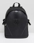 Versace Jeans Backpack In Black With Large Logo - Black
