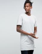 Only & Sons Longline Raw Edge T-shirt - Gray