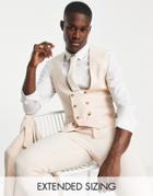 Asos Design Wedding Skinny Suit Vest With Micro Texture In Stone-neutral