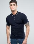 Armani Jeans Slim Fit Pique Polo Tipped Logo In Navy - Blue