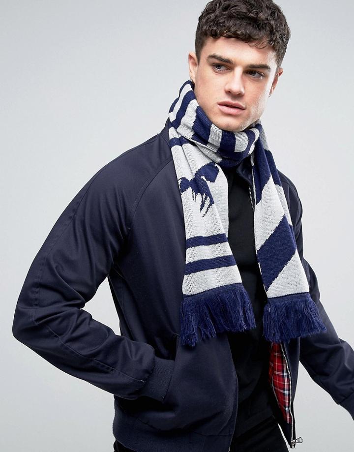Abuze London Chevron Knitted Scarf With London Script - Gray