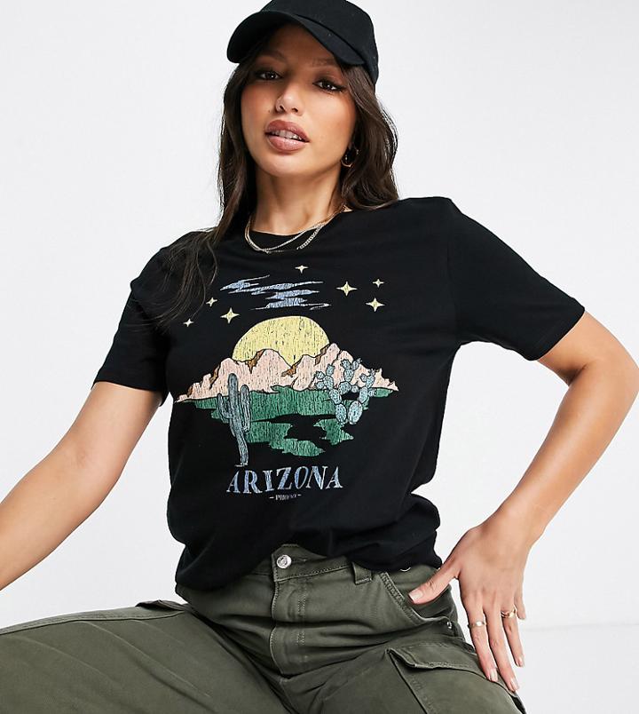 Asos Design Tall T-shirt With Scenic Print Graphic In Black