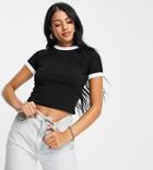 Asos Design Tall T-shirt With Contrast Trims In Black