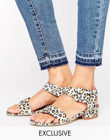The March Leopard Print Flat Sandals - Multi