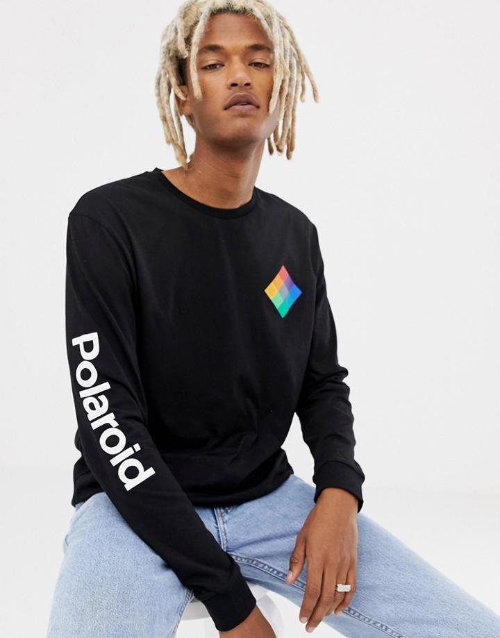 Asos Design Polaroid Relaxed Long Sleeve T-shirt - Black