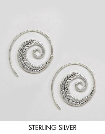 Kingsley Ryan Sterling Silver Feather Spiral Earrings - Silver