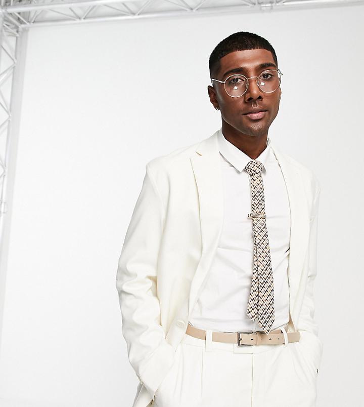 New Look Relaxed Fit Suit Jacket In Off White