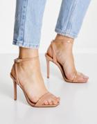 Asos Design Neva Barely There Heeled Sandals In Beige-neutral