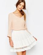 Suncoo V Neck Blouse In Pink - 05 Nude