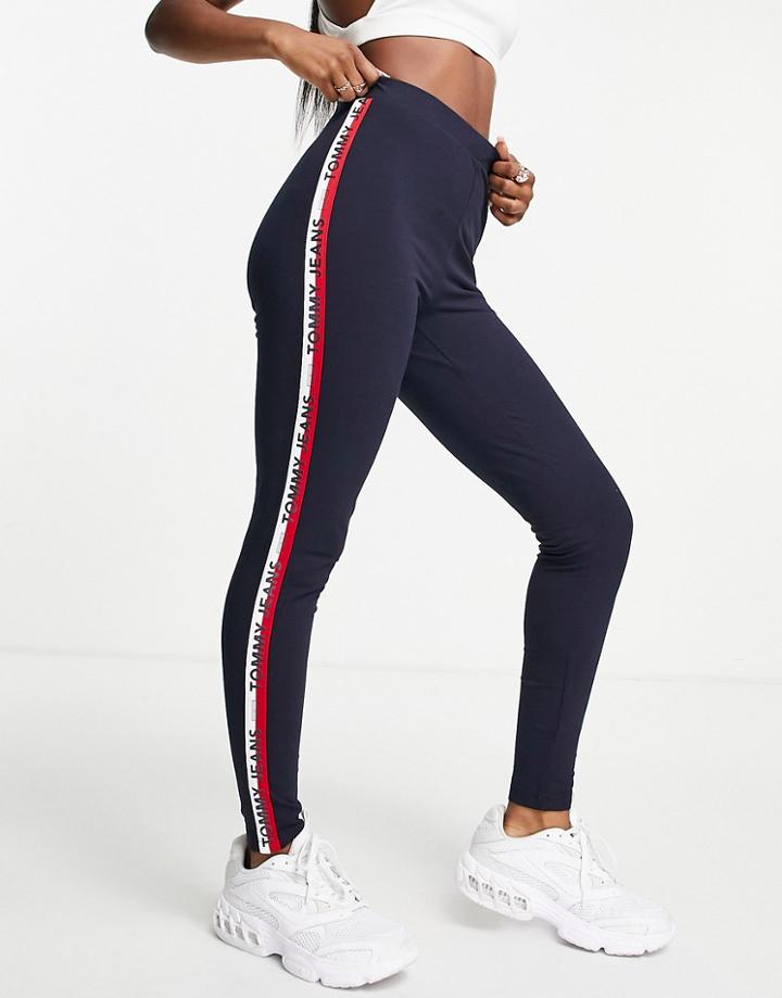 Tommy Jeans Side Stripe Leggings In Navy