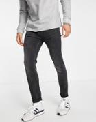Topman Organic Cotton Blend Stretch Skinny Jeans In Washed Black-grey
