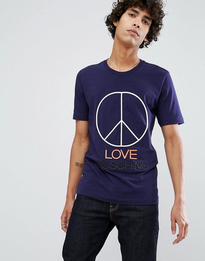 Love Moschino Plastic Logo T-shirt - Navy