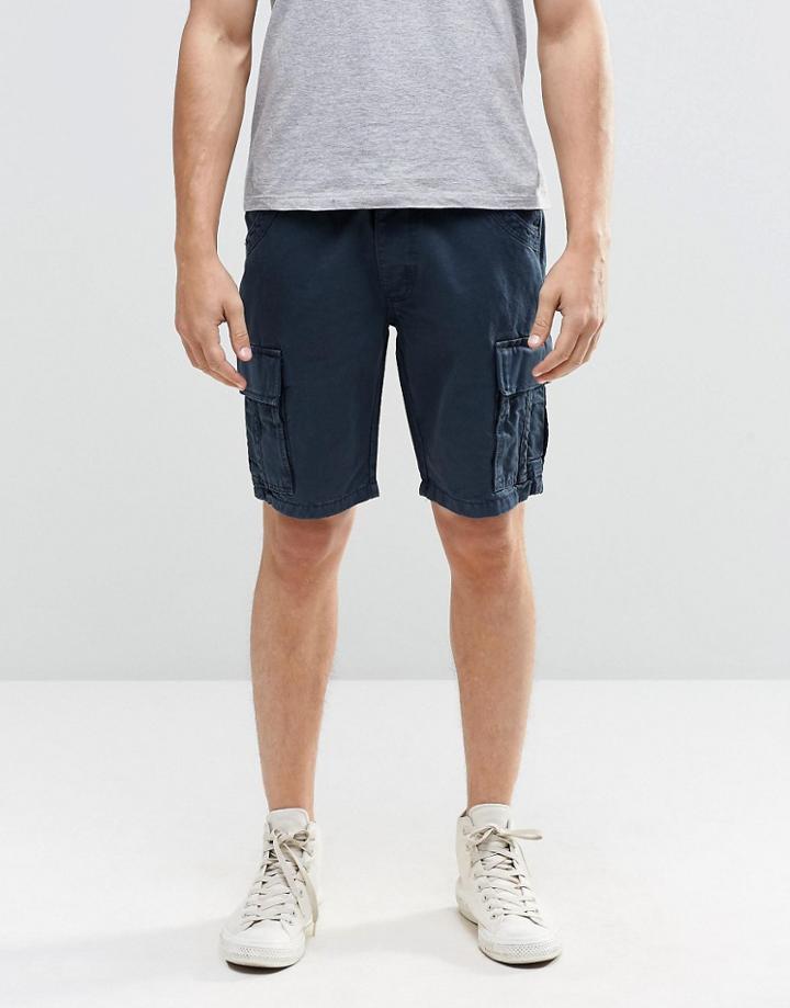 Brave Soul Cargo Shorts-navy
