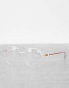 My Accessories Flat Top Hexagon Blue Light Glasses With Clear Frame