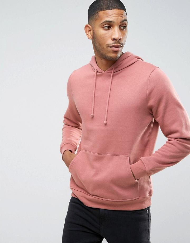 Brave Soul Basic Overhead Pocket Hoody - Pink