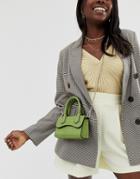 Asos Design Micro Grab Bag With Curved Flap And Detachable Strap-green