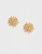 Asos Design Stud Earrings In Textured Sun Design In Gold Tone