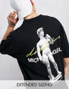 Asos Dark Future X Michelangelo Oversized T-shirt With Large Back Graphic Print In Black