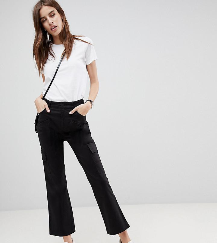 Asos Kick Flare Stretch Pants With Combat Pockets - Black