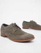 New Look Faux Suede Brogue In Gray - Gray