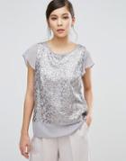 Coast Delmano Embellished Sheer Top - Silver