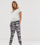 New Look Maternity Printed Jogger In Green Pattern