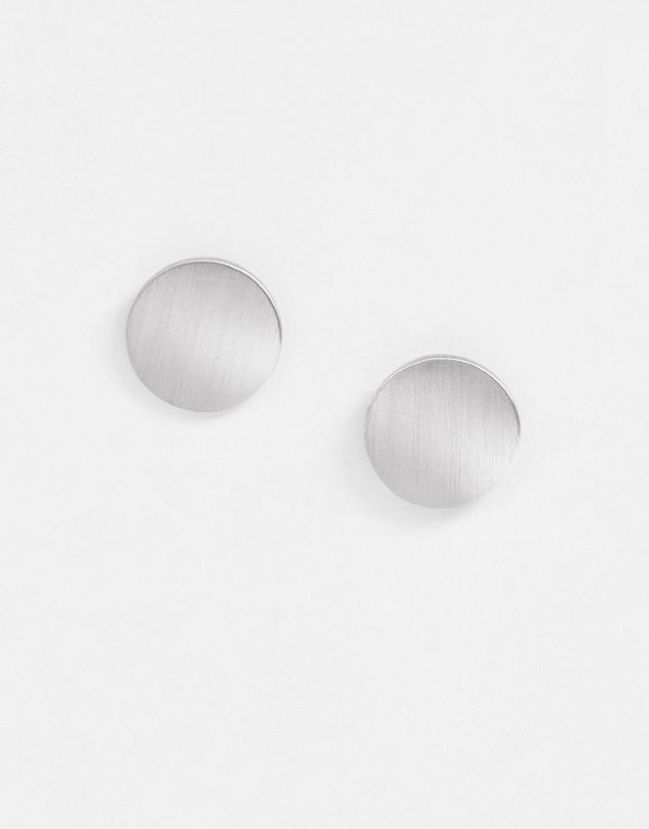 Pieces Flat Stud Earrings In Silver