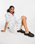 French Connection Droplet Print Mini Shirt Dress In White