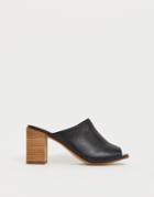 Aldo Leather Block Heel Mules - Black