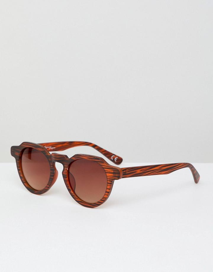 Jeepers Peepes Wood Print Round Sunglasses - Brown