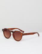Jeepers Peepes Wood Print Round Sunglasses - Brown