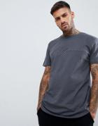 Boohooman T-shirt With Man Embroidery In Gray - Gray