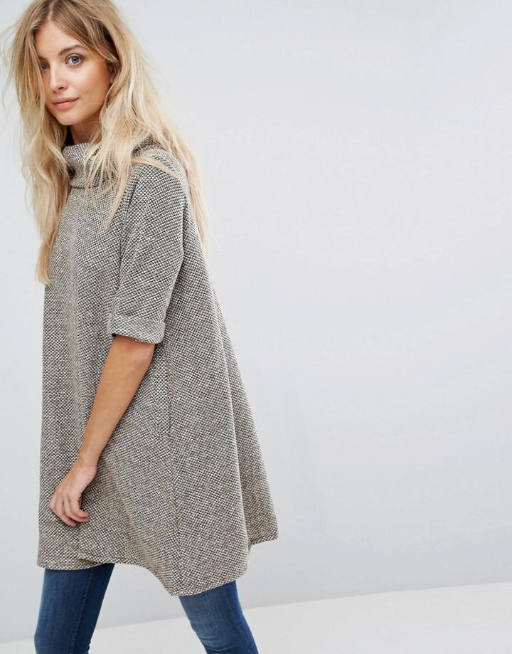 Qed London Roll Neck Swing Sweater - Cream