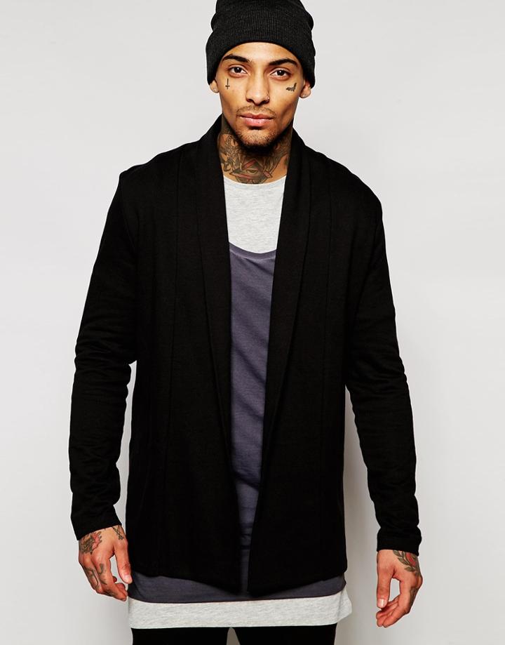 Asos Jersey Cardigan In Black - Black