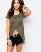 Only Cross Front Tunic Top - Khaki