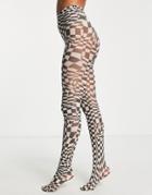 Skinnydip Tights In Monochrome Graphic Swirl Print-multi