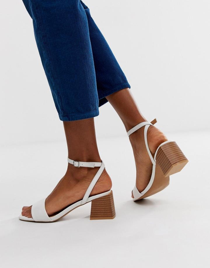 Asos Design Honeywell Block Heeled Sandals In White