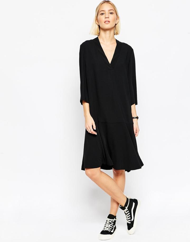 Asos White Flippy Skirt Midi Dress - Black