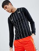 Kappa Stripe Long Sleeve T-shirt In Black - Black
