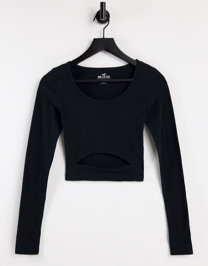 Hollister Long Sleeve Cutout Top In Black