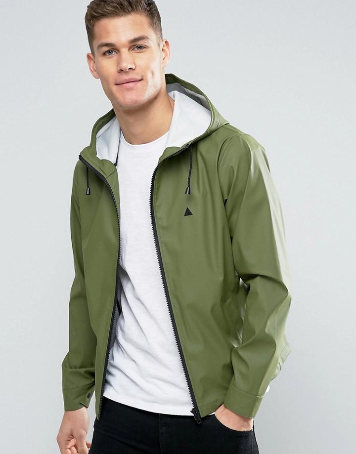 Asos Shower Resistant Parka Jacket With Logo In Khaki - Green