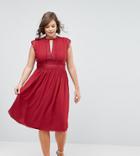 Tfnc Plus Wedding Lace Detail Midi Dress - Red